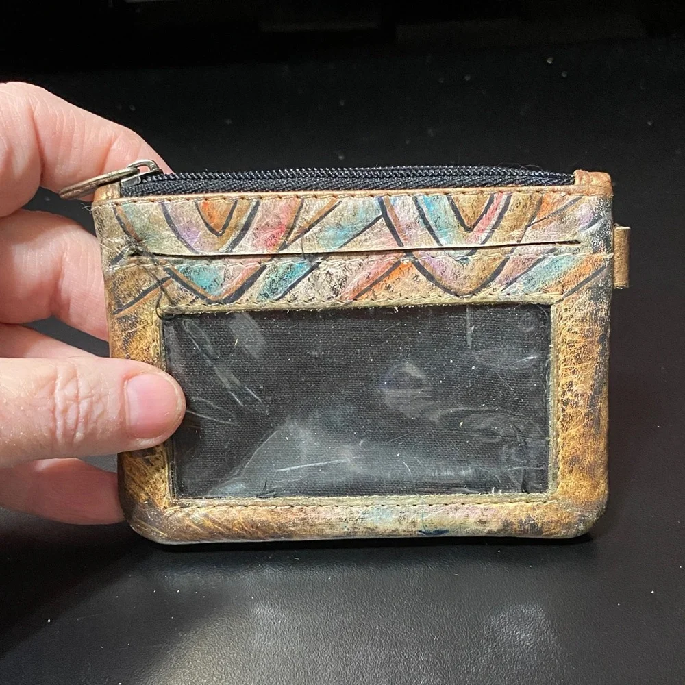 Vintage Sova Multicolor Leather credit card Wallet with ID Window